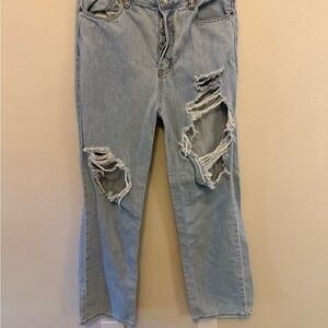 Casual Distressed Boyfriend Jeans in Light Blue